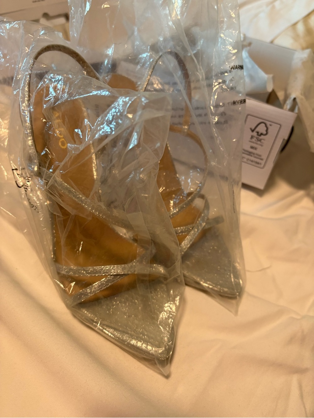 Aldo Rose Gold Metallic Strappy Stiletto Sandals - Picture 6 of 7